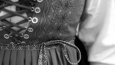 Close-up of a woman in traditional clothing from Dalarna