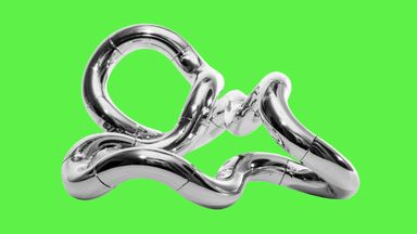 a silvery twisted shape