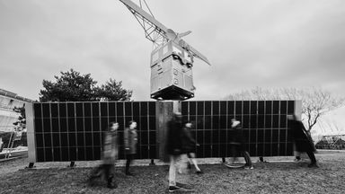 People walking outside of the ESTEC office 